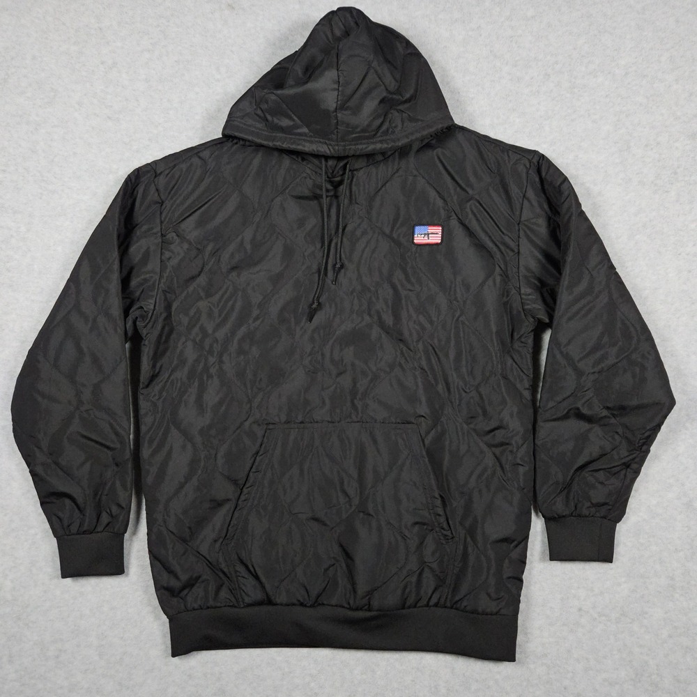 Black Rifle Coffee Mens Large Black Quilted Hoodie Tactical American Flag Woobie